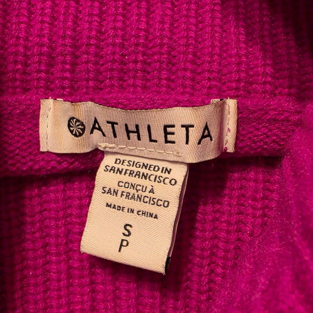 Athleta Aspen Turtleneck Sweater Womens S Pink Good Wool Cashmere Ribbed Hem - Picture 3 of 11